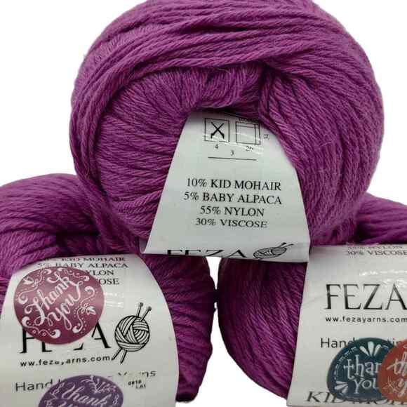 100% Organic KID MOHAIR by FEZA Yarns Mohair Alpaca Nylon Viscose Blend 3 Skeins - Picture 2 of 3